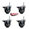 Service Caster 35 Inch Black Polyurethane Wheel Swivel 58 Inch Threaded Stem Caster Set with Brake SCC SCC-TS20S3514-PPUB-BLK-PLB-58212-4 - alternate 2